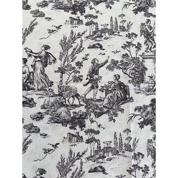 Vintage Toile Tablecloth Handmade Gray & White - Picture 4 of 8